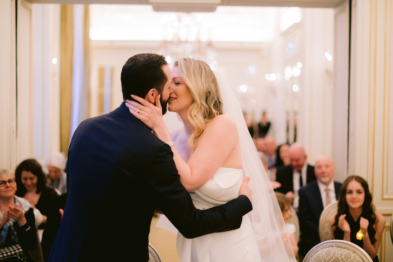 bride and groom at the ceremony plaza athénée